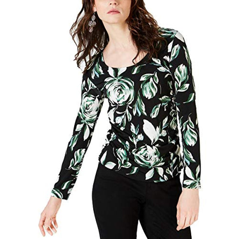 I.N.C. Printed Smocked Peasant Top